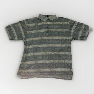 Vintage Descente Golf Collection Polo Shirt Green Striped Made in Japan XL 21x24